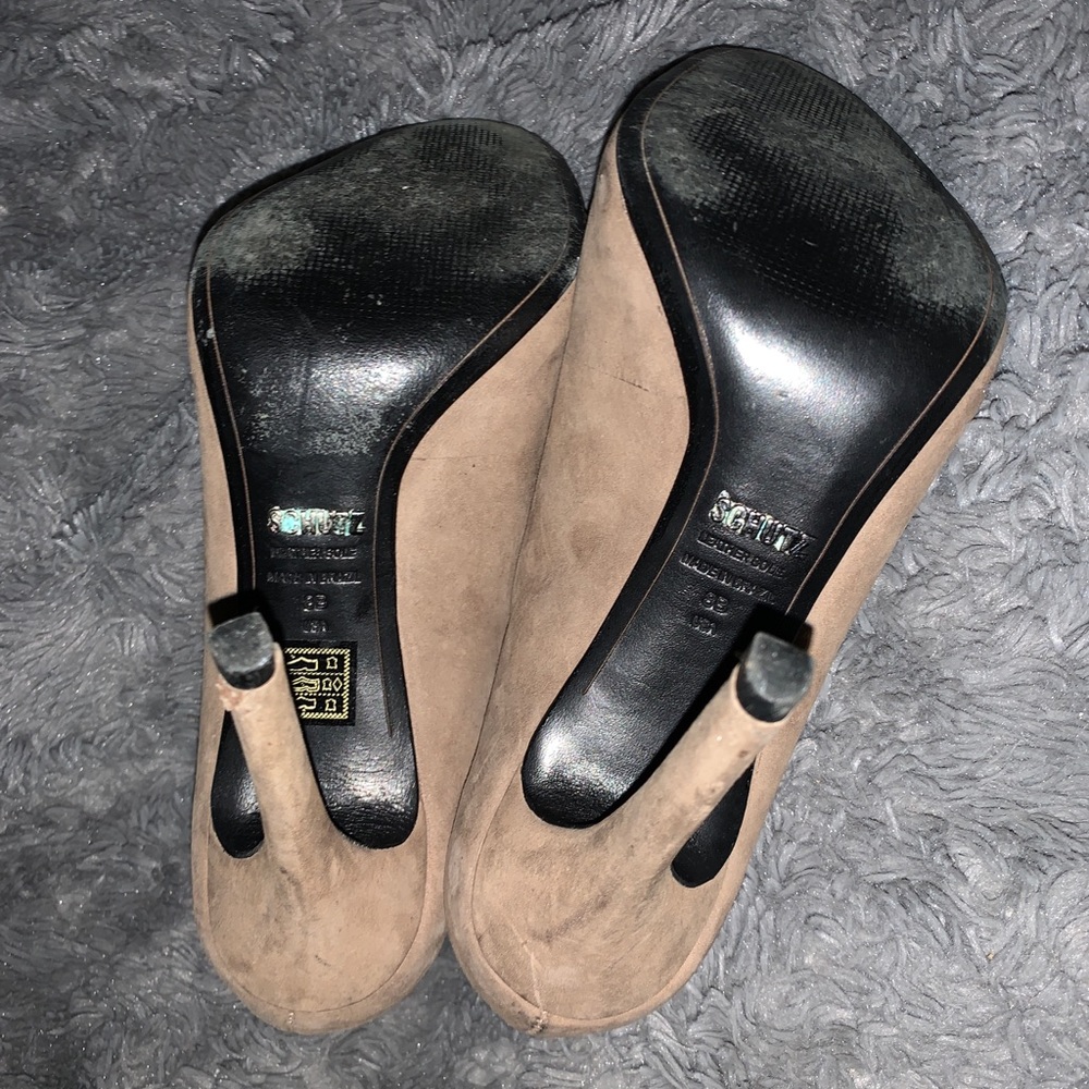 100% SCHUTZ Peep Toe Suede Bootie. GUC - Picture 3 of 3
